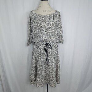 Ann Taylor Flowy Chiffon Dress Medium Black White